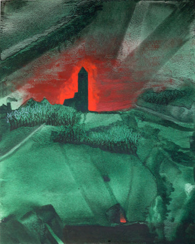 The Tower Watercolor Landscape Painting
