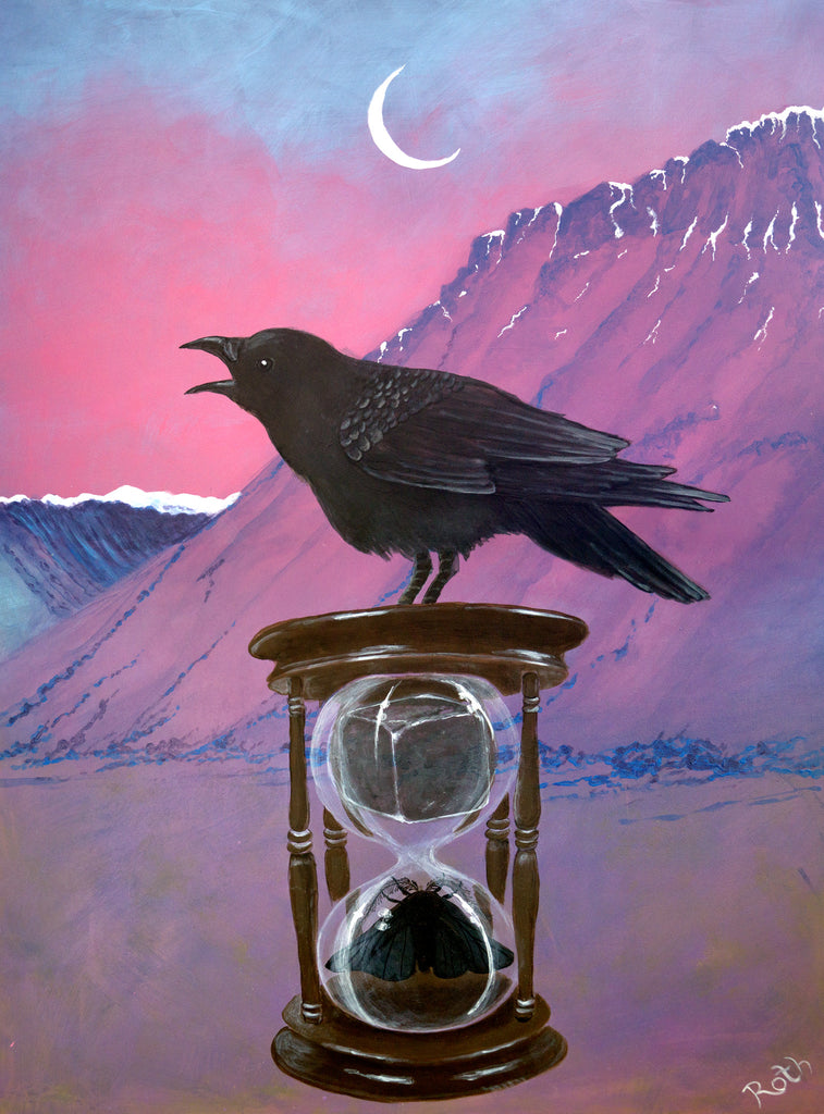 Black Crow Archival Print of Surreal Acrylic Painting by Harold Roth