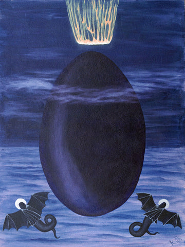 The Black Egg Surreal Acrylic Painting