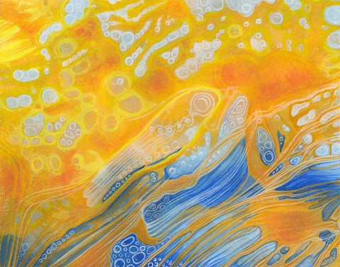 Golden Shore Watercolor Abstract Painting SOLD