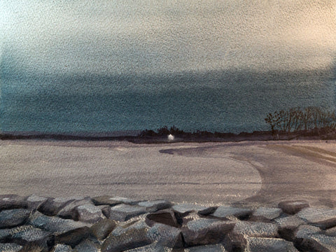 January Beach Watercolor Landscape Painting SOLD