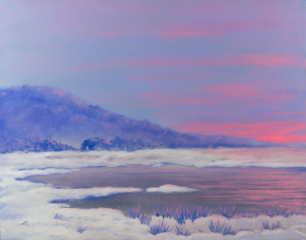 Winter Sunset Oil Landscape Painting by Harold Roth